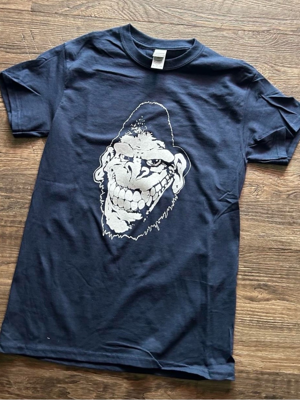 Gorilla Biscuits Hardcore Navy Graphic Tee with White Gorilla Print Small